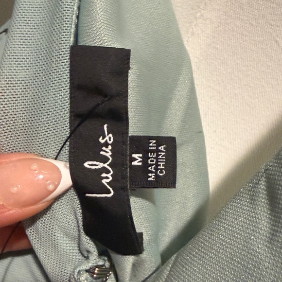 NWT-Celebratory Love Sage Green Mesh Ruched Halter Dress - Picture 11 of 13